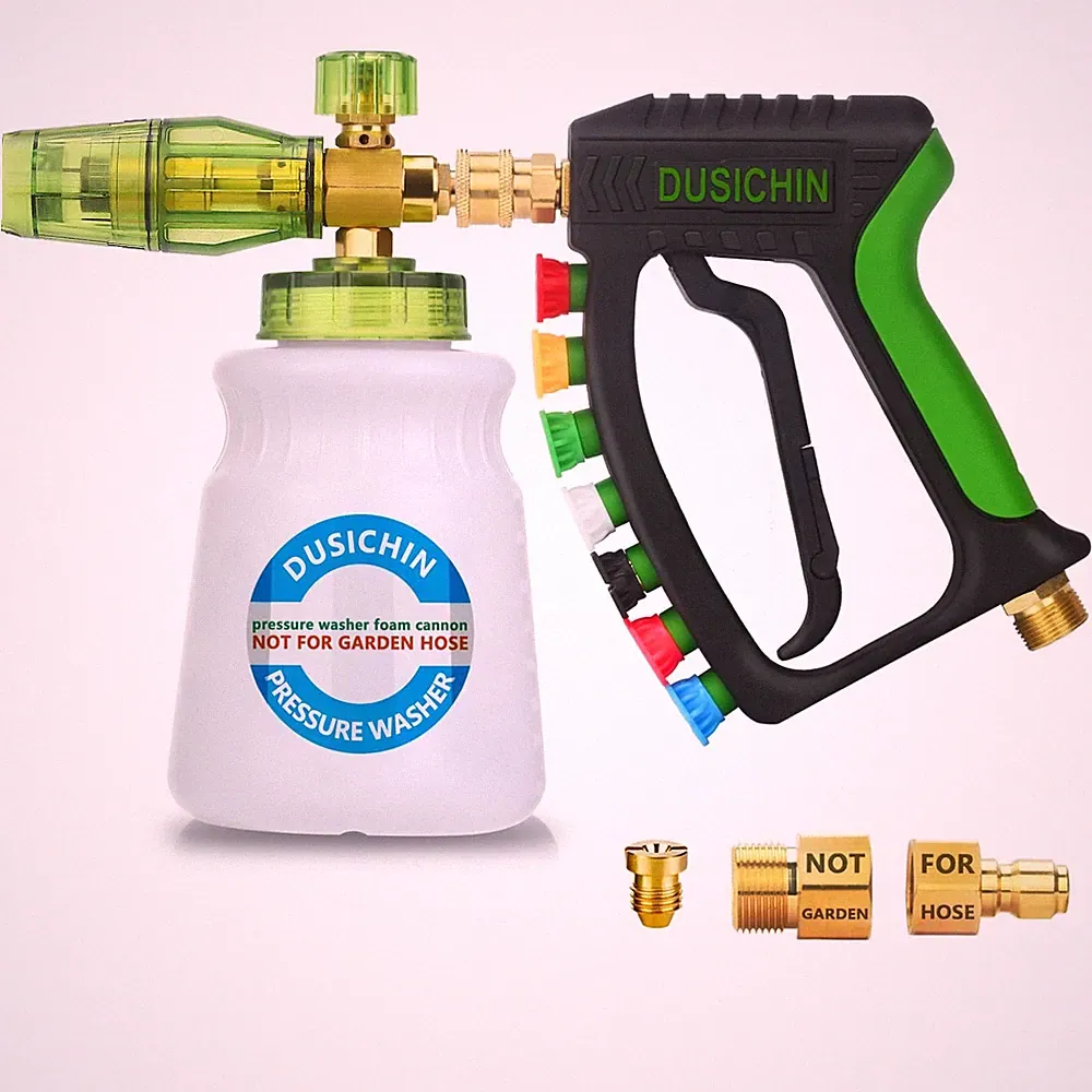 DUSICHIN Short Pressure Washer Gun with Foam Cannon,4000 PSI Power Washer Foa...