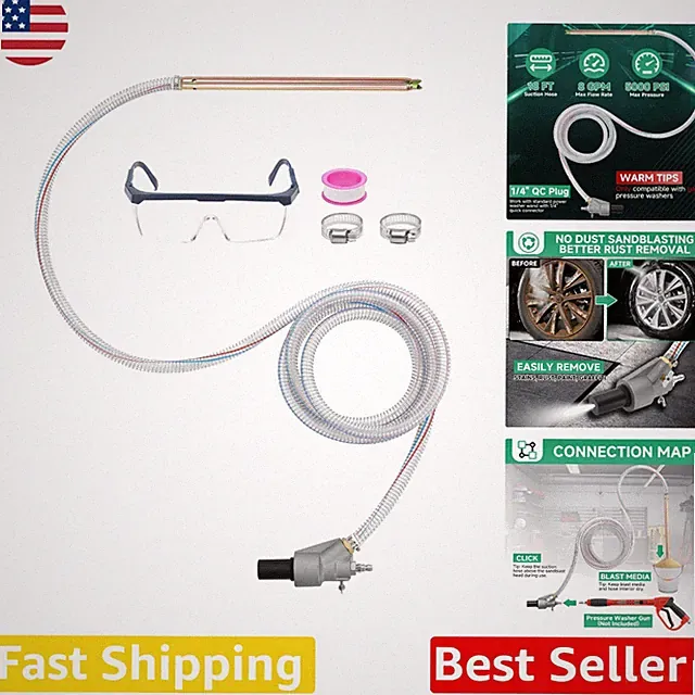 Dustless Sandblaster for Gas Pressure Washer - 5000 PSI, 18ft Hose