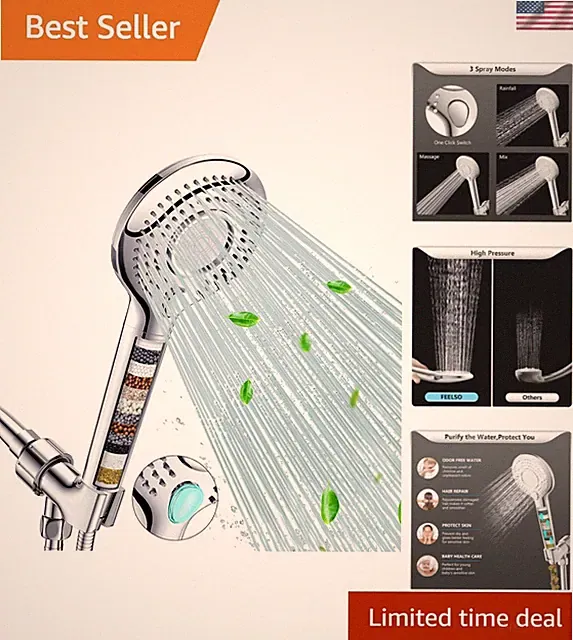 Eco-Friendly Handheld Shower Head with 15-Stage Water Filtration & Massage Mode