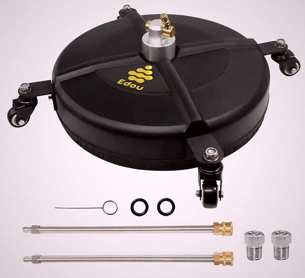 Edou 16 Inch Surface Cleaner for Pressure Washer, 2 Extension Wands, 2 Nozzles