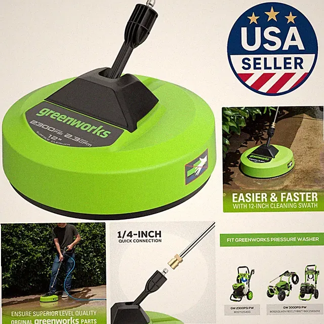 Efficient 12" Pressure Washer Surface Cleaner - Easily Clean Patios & Driveways