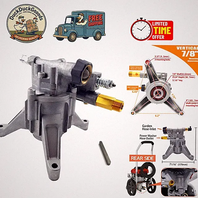 Efficient 2.5 GPM Pressure Washer Replacement Pump - 7/8'' Shaft Compatibility