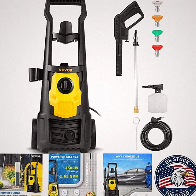 Efficient 2000 PSI Electric Pressure Washer - Perfect for Cars, Patios & Fences