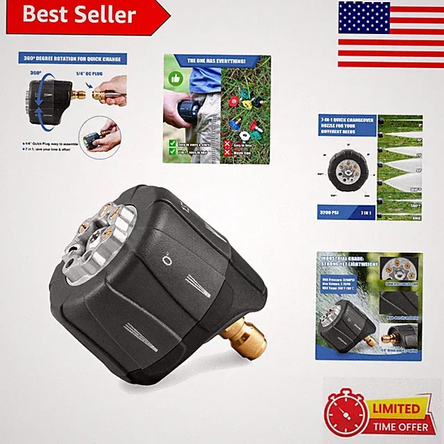 Efficient 7-in-1 Pressure Washer Nozzle - Instant Pressure Switch, 3200 PSI