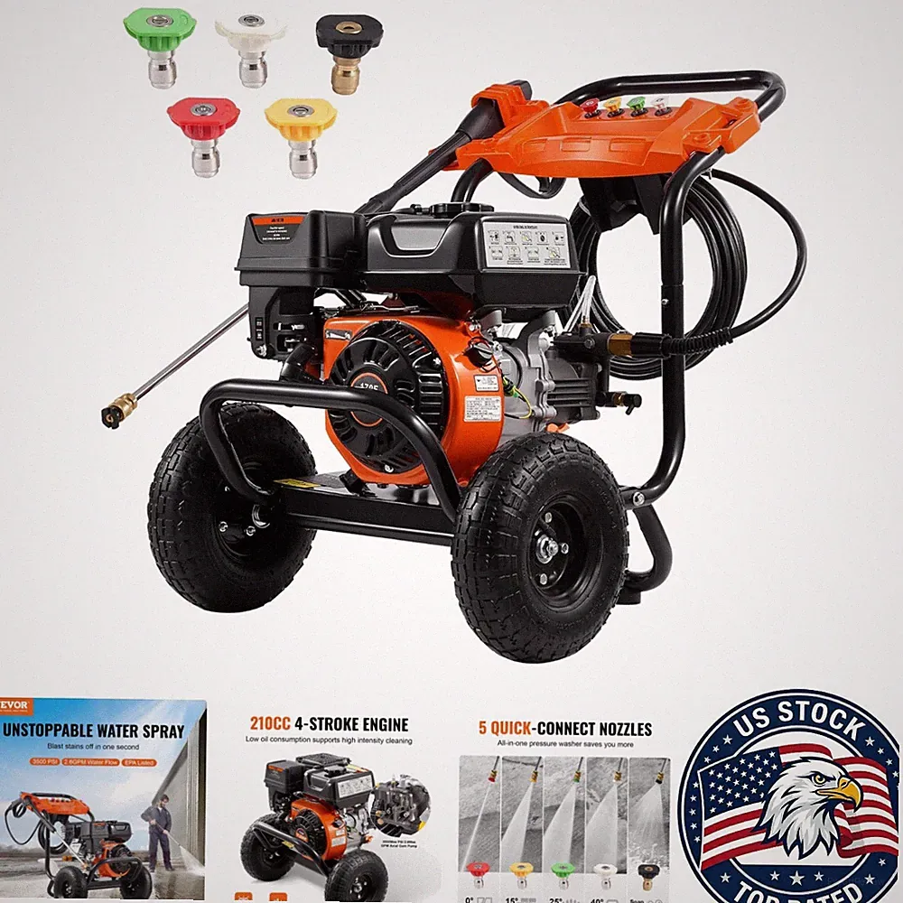Efficient and Portable Gas Pressure Washer - 3500 PSI for Superior Stain Removal