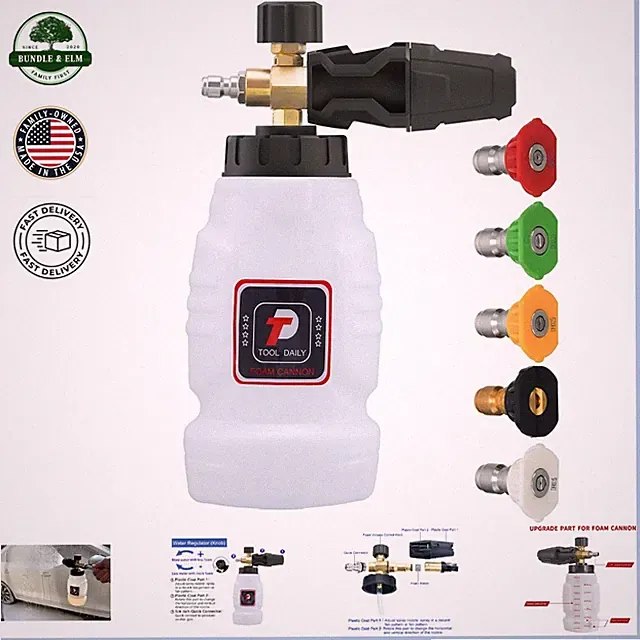 Efficient Foam Cannon with Quick Connect and 5 Nozzle Tips for Pressure Washers