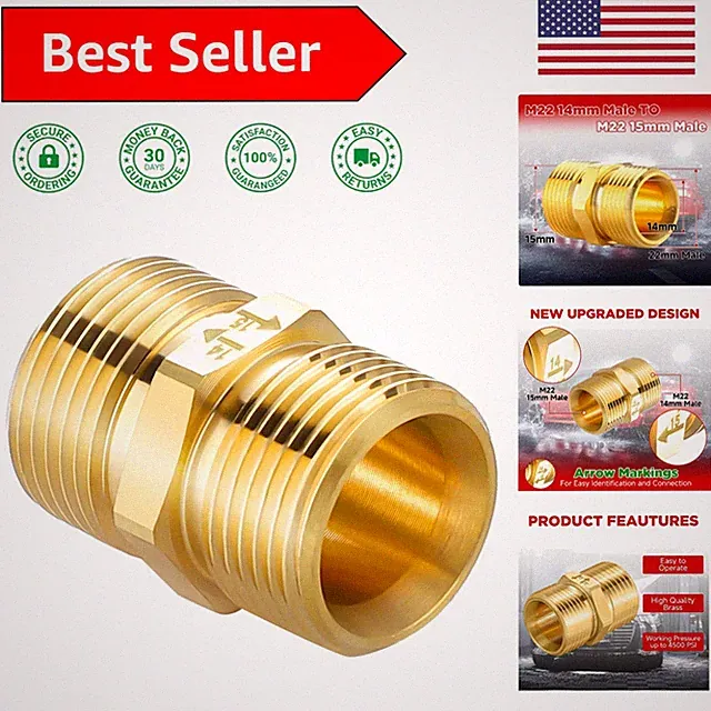 Efficient M22 Pressure Washer Coupler, 4500 PSI Brass Fitting for All Brands