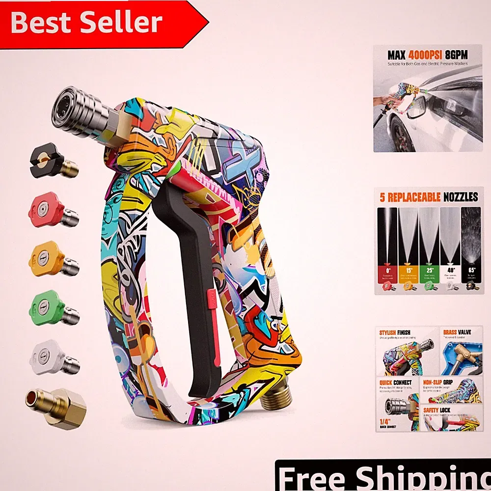 Effortless Car Washing with 4000 PSI High-Pressure Gun - Complete with 5 Nozzles