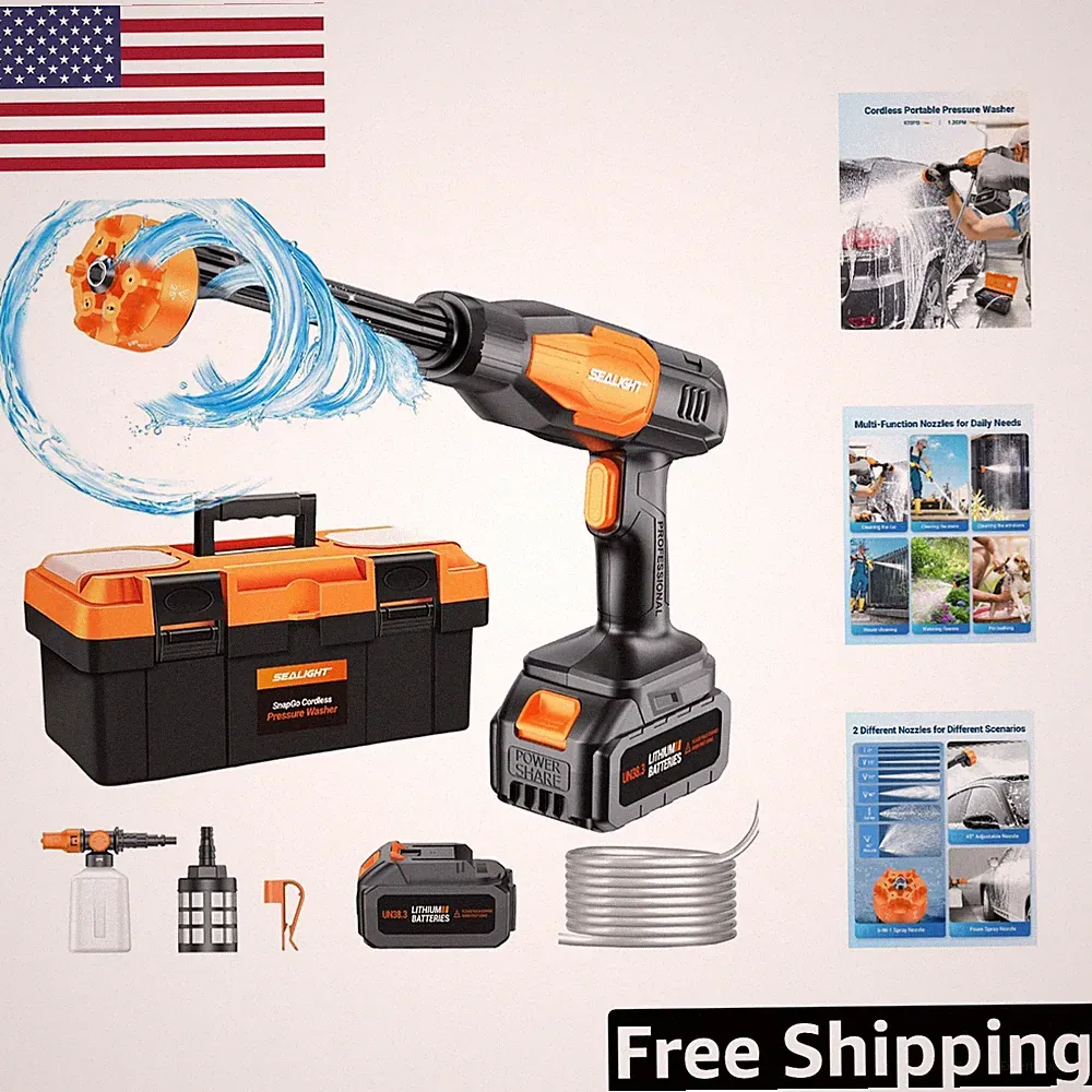 Effortless Cleaning: 970 PSI Cordless Pressure Washer – 6-in-1 Nozzle & Battery