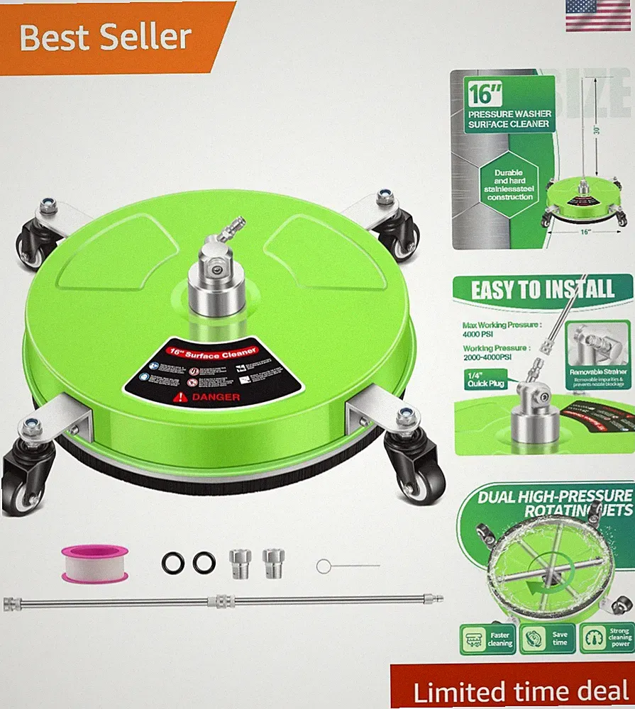 Effortless Cleaning with 16'' Pressure Washer Surface Cleaner - Durable & Fast