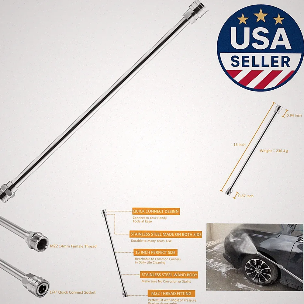 Effortless Cleaning with 17 Inch Stainless Steel Pressure Washer Wand - 4000 PSI