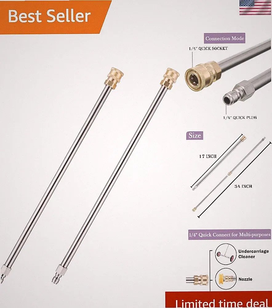 Effortless Cleaning with 2-Pack 17-Inch Stainless Steel Pressure Washer Wands