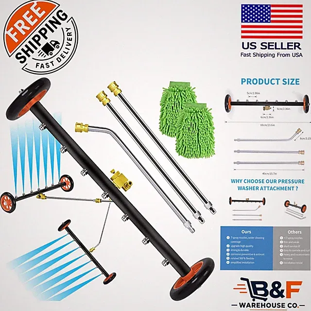 Effortless Cleaning with 24 Inch 2-in-1 Pressure Washer Attachment & 7 Nozzles