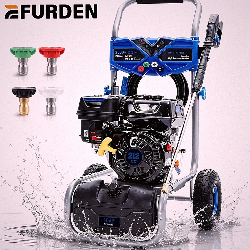 Efurden 3500 PSI Gas Powered Washer 2.3 GPM Gas Pressure Washer 212cc 4 Nozzles