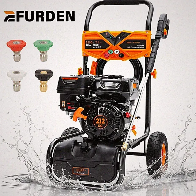 Efurden 3500 PSI Gas Pressure Washer 2.3 GPM 212cc with 4Nozzle & 25ft Hose