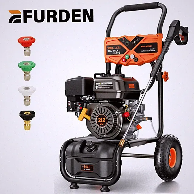 Efurden 3500PSI 2.3GPM Gasoline Pressure Washer Cold Water 212cc 7HP Soap Tank