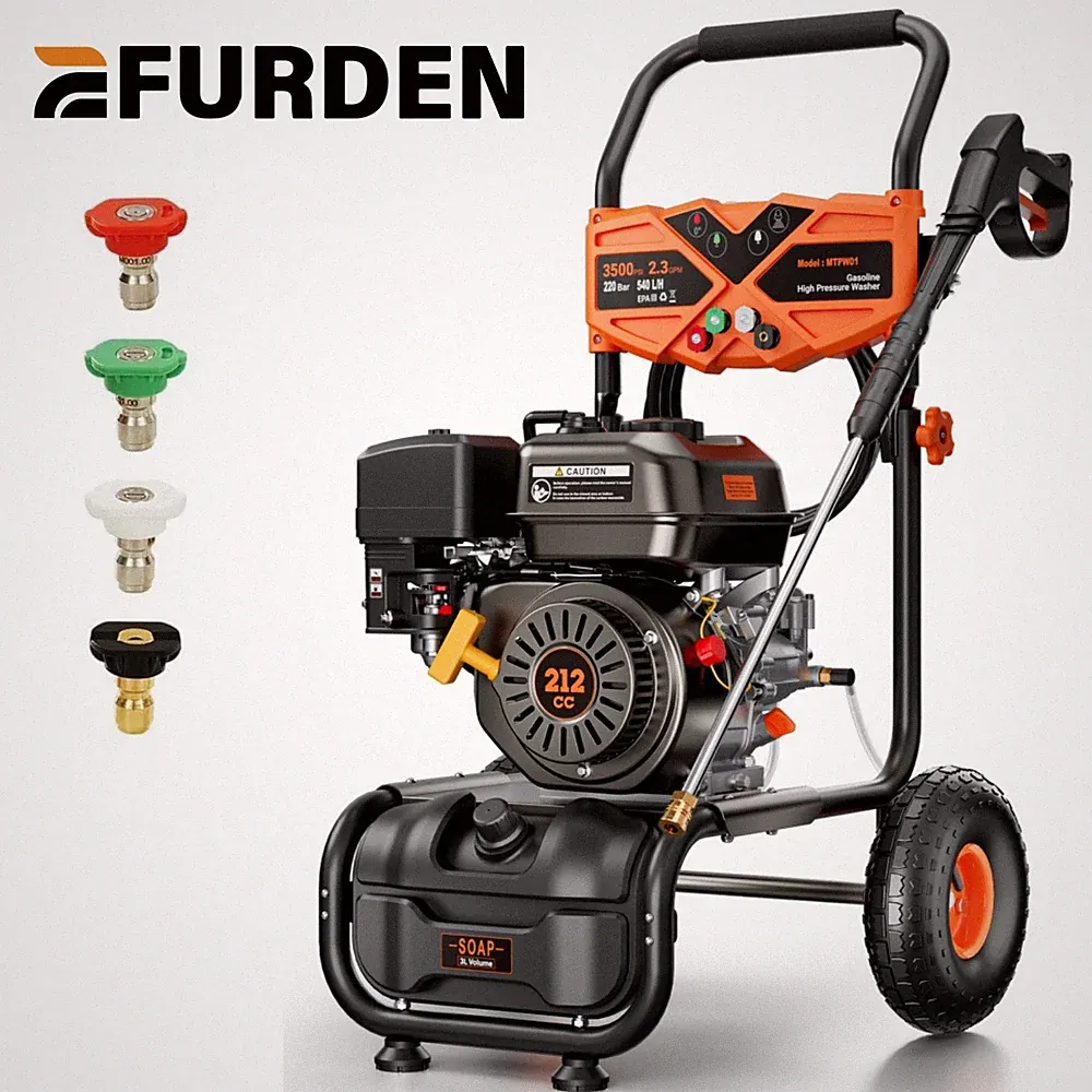 Efurden 3500PSI Gas Pressure Washer Cold Water 2.3GPM 212cc 25ft Hose&Soap Tank