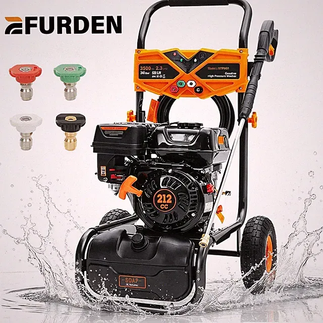 Efurden 3500PSI High Pressure Washer Gasoline 2.3GPM 212cc Engine for Car/Floor
