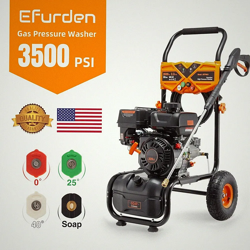 Efurden 3500PSI Cold Water Pressure Washer Gas Powered 2.3GPM for Garden/Home