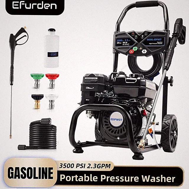 Efurden Cold Water Gas Pressure Washer 3500PSI 2.3GPM with 25Ft Hose&Soap Tank