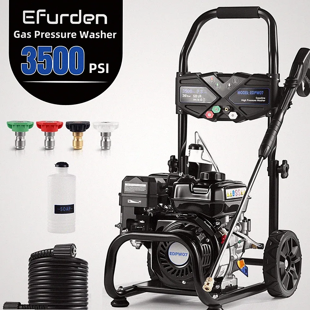Efurden Cold Water Pressure Washer 3500PSI 2.3GPM 209CC Gas Powered Washer Black
