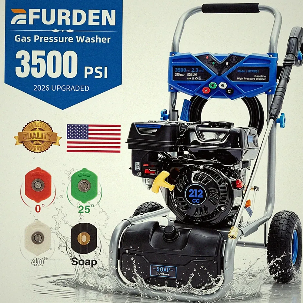 Efurden Cold Water Pressure Washer Gas Powered 3500PSI 2.3GPM 212cc 4 Nozzles