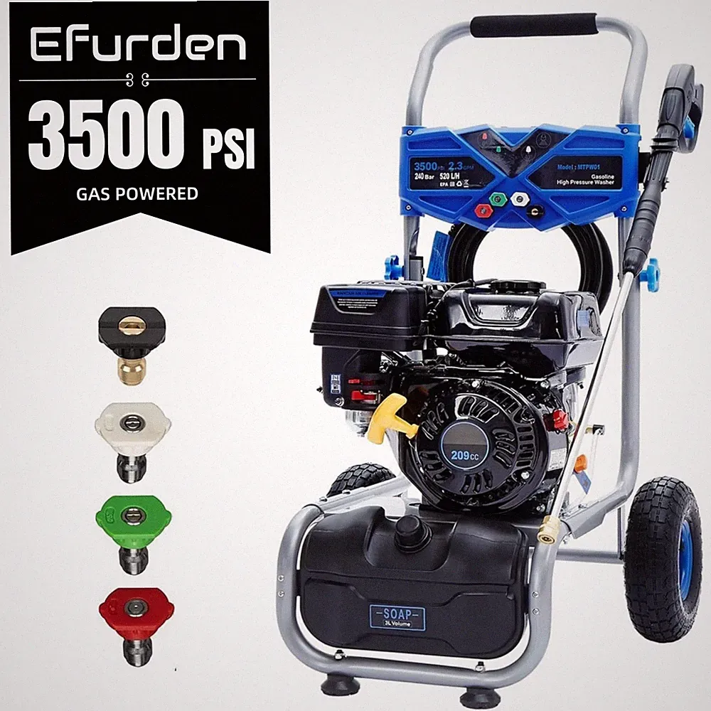 Efurden Cold Water Pressure Washer Gas Powered Washer 3500PSI 2.3GPM 209CC Engin