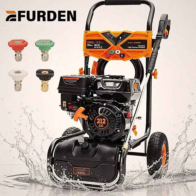 Efurden Cold Water Pressure Washer Gasoline 3500 PSI 2.3GPM 25ft Hose&Soap Tank