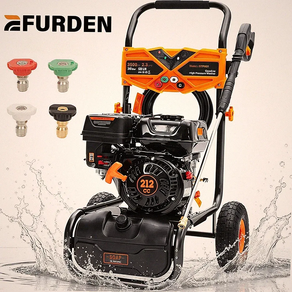 Efurden Cold Water Pressure Washer Gasoline 3500 PSI 2.3GPM Onboard Soap Tank