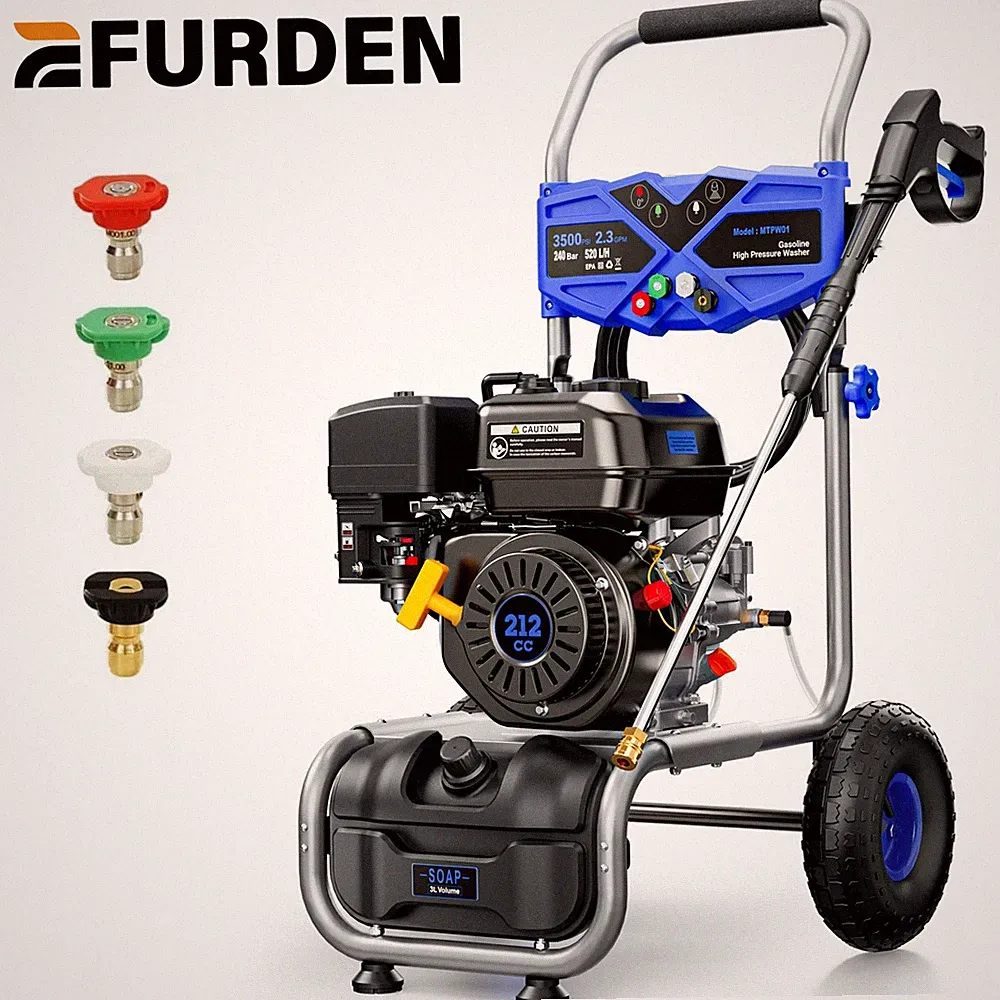 Efurden Gas High Pressure Washer Cold Water 3500PSI 2.3GPM Soap Tank&25FT Hose
