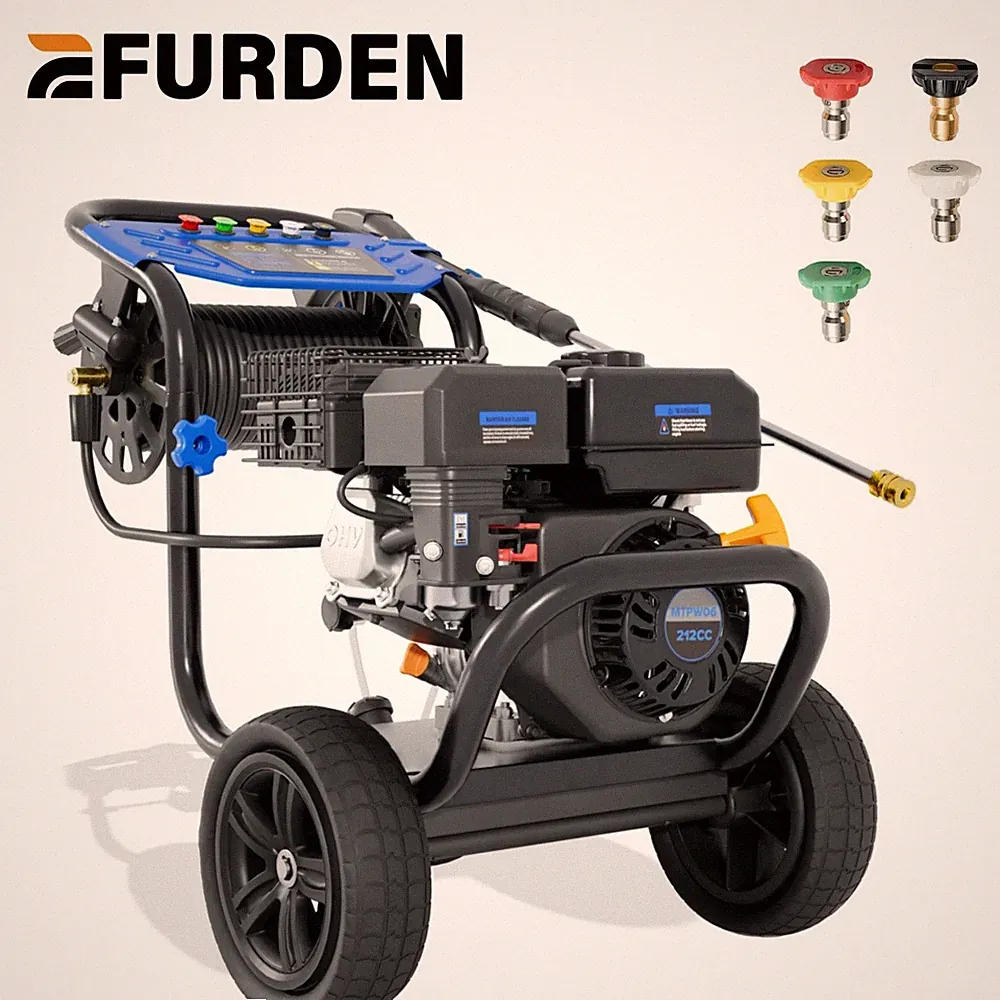 Efurden Gas Powered Pressure Washer 3600PSI 2.3GPM with Hose Reel&30Ft Hose