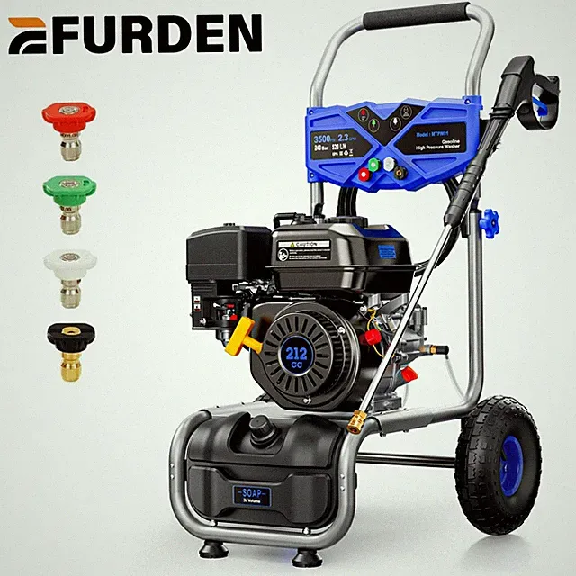 Efurden Gas Powered Washer 3500 PSI 2.3 GPM Gas Pressure Washer 212cc 4 Nozzles