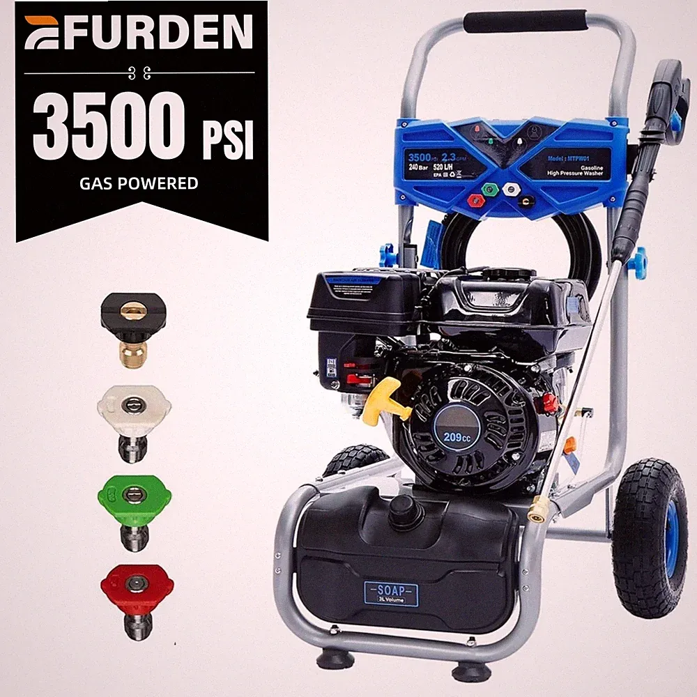Efurden Gas Powered Washer Cold Water 3500 PSI 2.3 GPM Gas Pressure Washer Blue