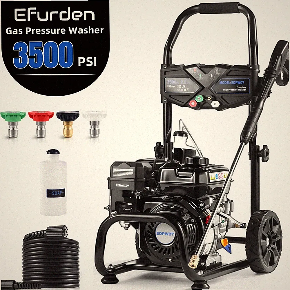 Efurden Gas Pressure Washer 2.3 GPM 3500 PSI Gas Power Washer 209cc w/ 4 Nozzles