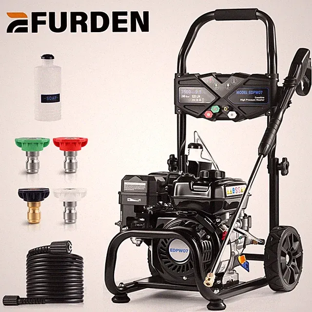 Efurden Gas Pressure Washer 3500 PSI 2.3 GPM 4 Nozzles Soap Tank for Cars Floor