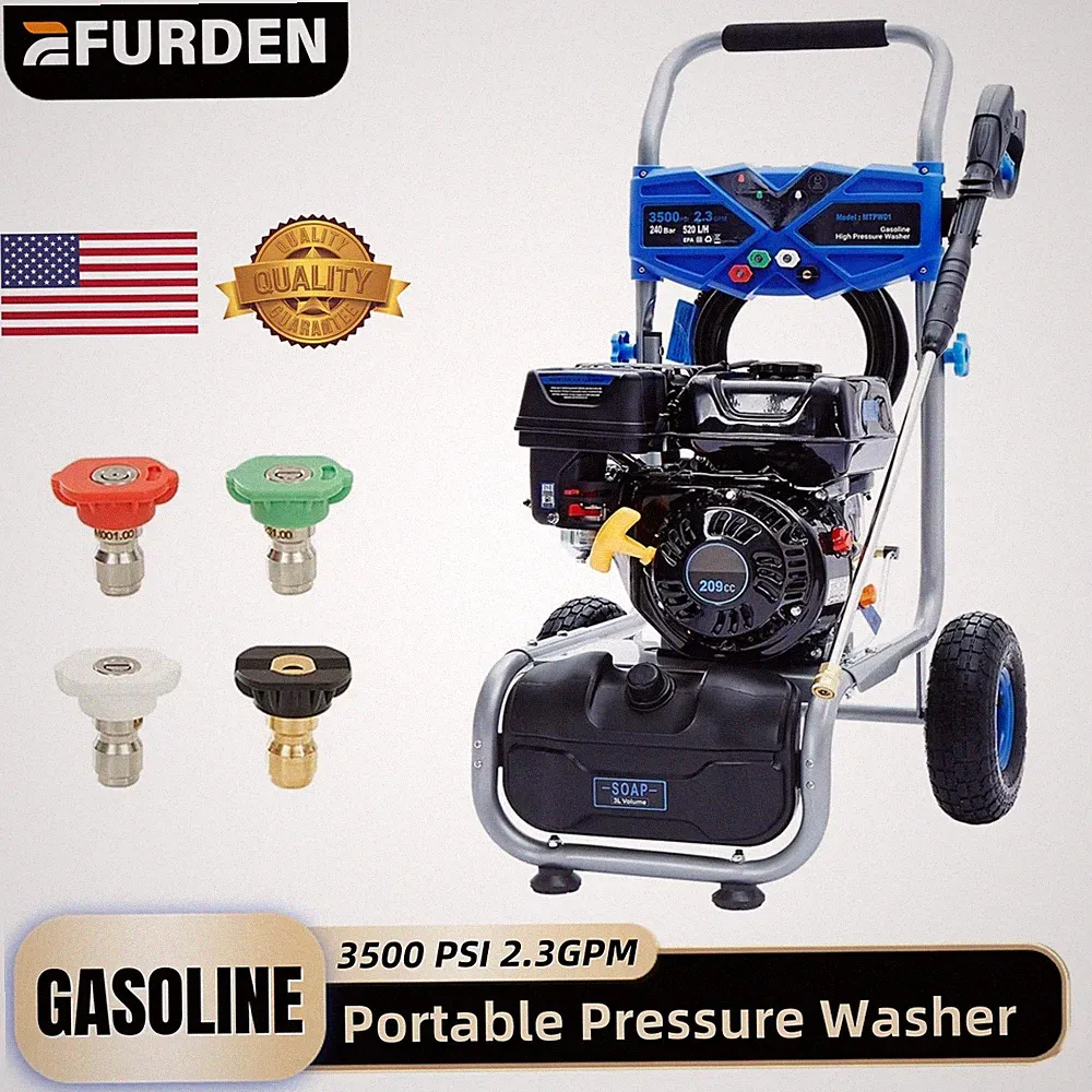 Efurden Gas Pressure Washer 3500 PSI 2.3GPM Cold Water for Cars Fences Floor