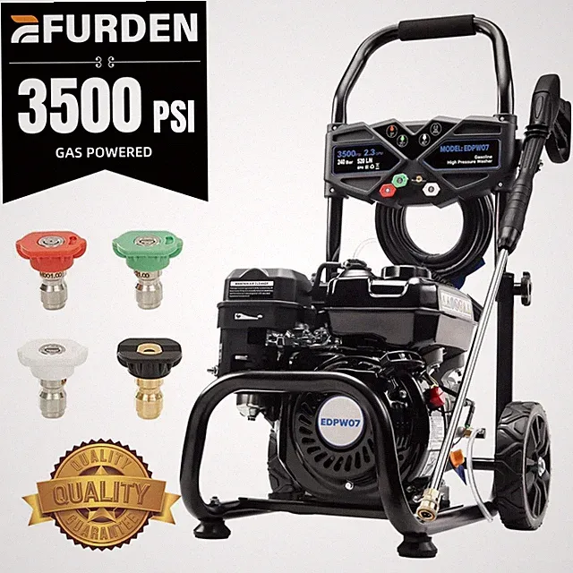 Efurden Gas Pressure Washer 3500 PSI 2.3GPM Gas Powerd Washer 25Ft Hose Black