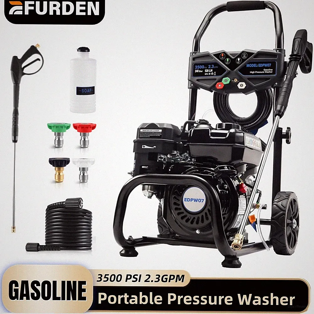 Efurden Gas Pressure Washer 3500 PSI 2.3GPM Gas Powerd Washer 25Ft Hose Black