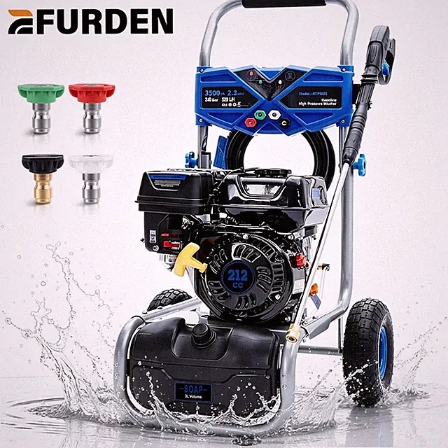 Efurden Gas Pressure Washer 3500 PSI 4 Nozzles 2.3 GPM 212cc with Soap Tank
