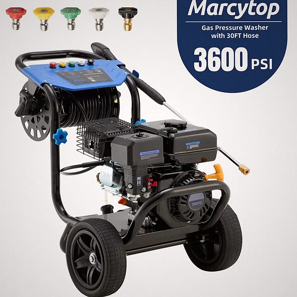EFURDEN Gas Pressure Washer 3600 PSI 2.3 GPM with 5 Nozzle&Hose Reel&30ft Hose