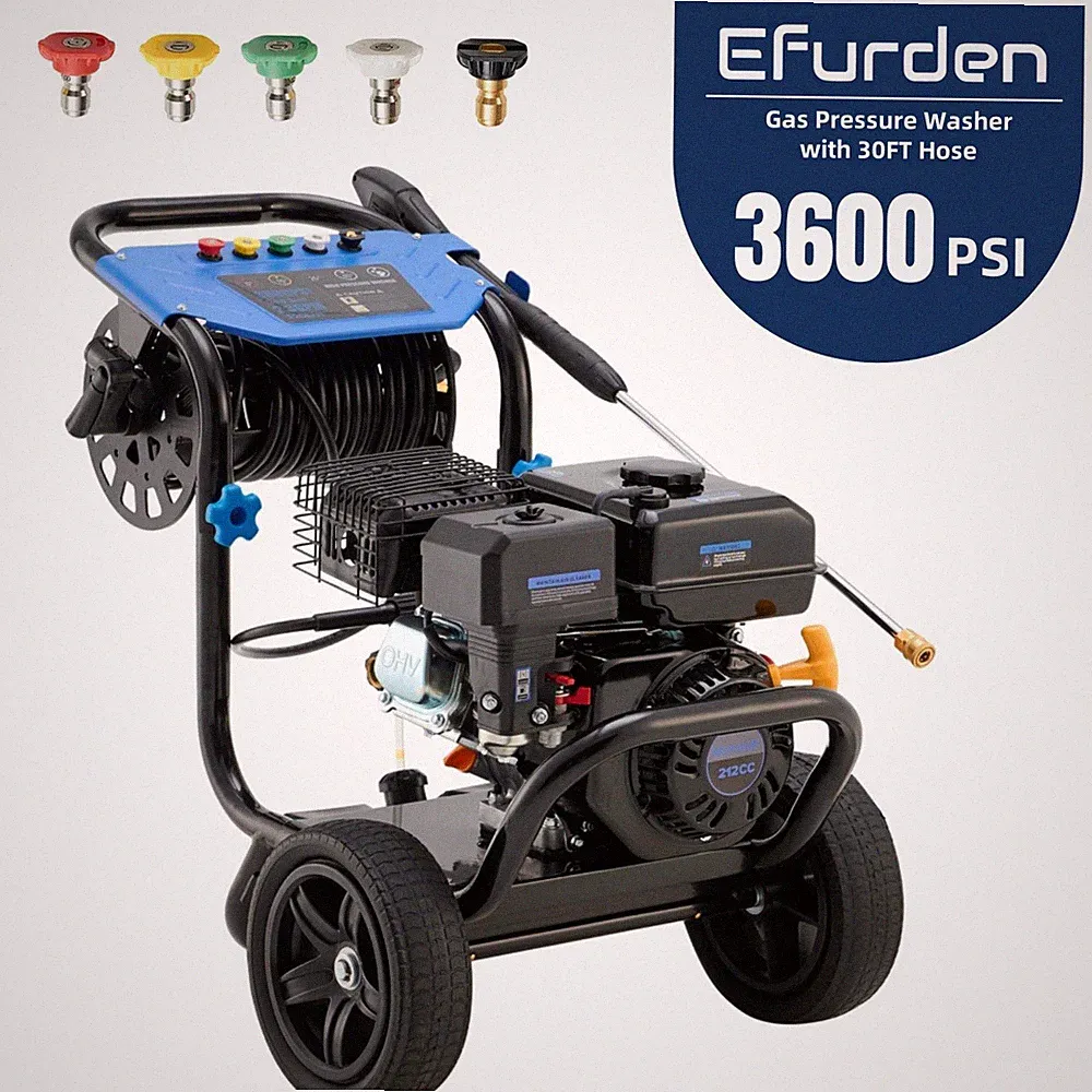 Efurden Gas Pressure Washer 3600 PSI 2.3 GPM with 5 Nozzle Set for Cars Fences