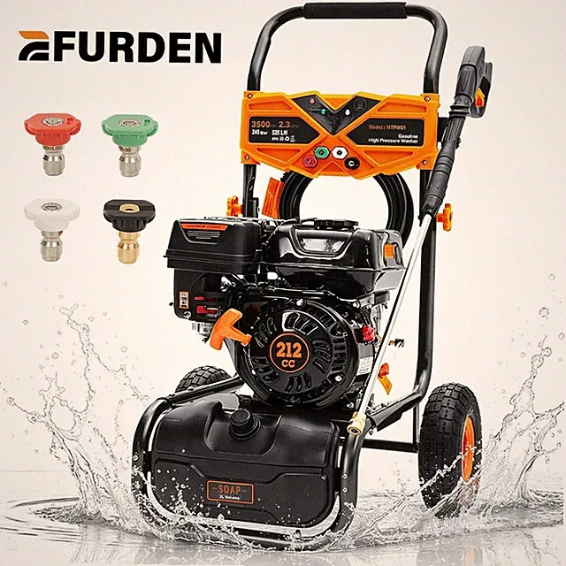 Efurden Gas Pressure Washer Cold Water Power Washer 3500PSI 2.3GPM w/ 4 Nozzles