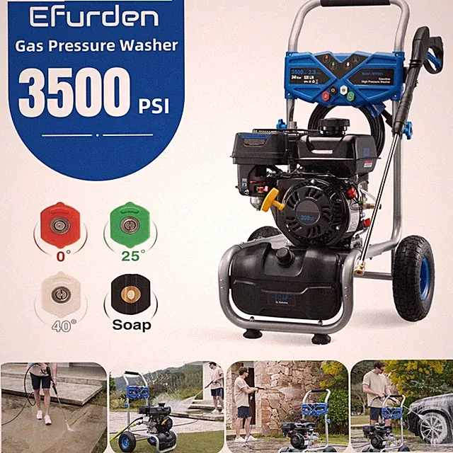Efurden Gas Pressure Washer Gas Powered Washer 3500 PSI 2.3 GPM 209cc 4 Nozzles