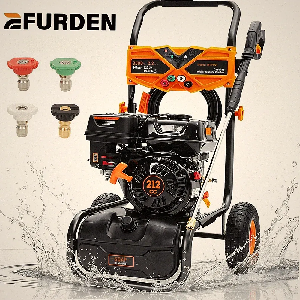 Efurden Gas Pressure Washer with 25ft Hose&Soap Tank 3500PSI 2.3GPM 212cc New