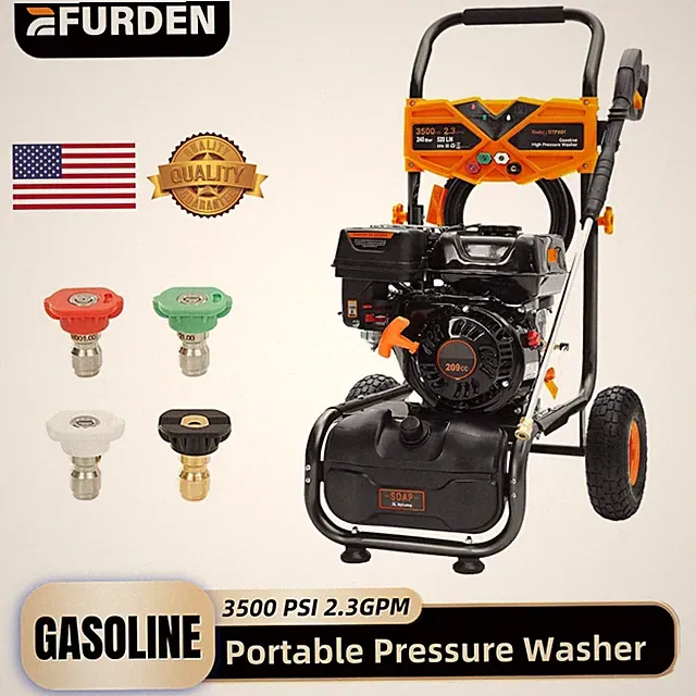 Efurden Gasoline High pressure washer Portable 3500 PSI 2.3 GPM for Cars Fences