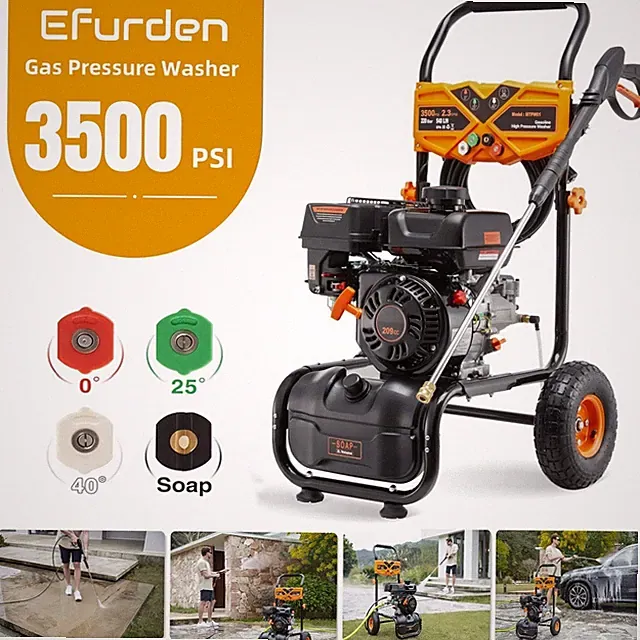 Efurden Gasoline Pressure Washer 3500 PSI and Max 2.3GPM Onboard Soap Tank Hot