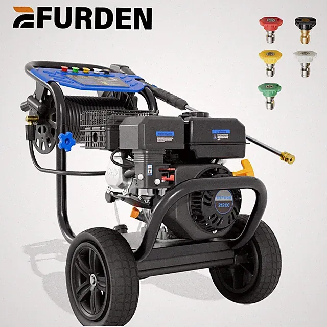 Efurden Gasoline Pressure Washer 3600PSI 2.3GPM Cold Water + Hose Reel&Big Wheel