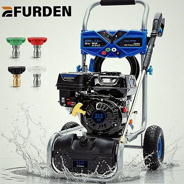 Efurden Gasoline Pressure Washer Cold Water 3500 PSI 2.3 GPM 212cc 4 Nozzles