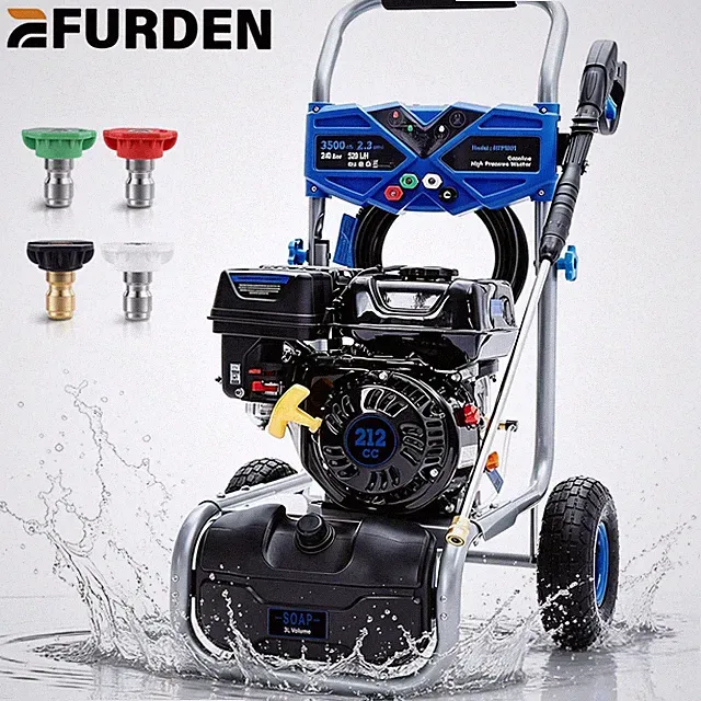 Efurden High Pressure Washer Gas Powered 3500 PSI 2.3 GPM 212cc 4 Nozzles Blue