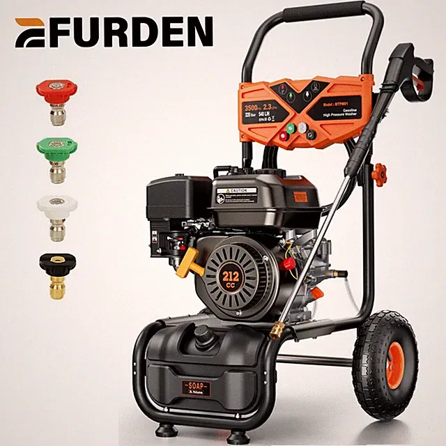 Efurden High Pressure Washer Gasoline 3500PSI 2.3GPM 212cc Engine for Car/Floor